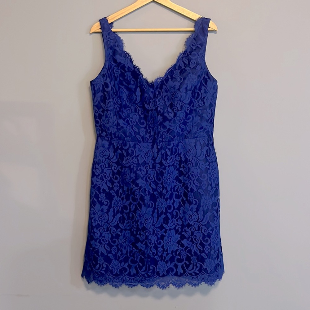 NWT Monique Lhuillier Blue Lace Dress